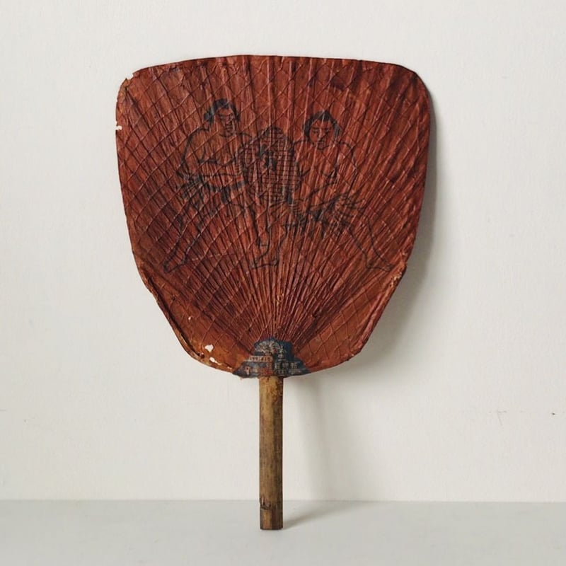 お相撲さん柄 古い団扇 戦前 竹のうちわ 13点セット 力士 大力 柿渋