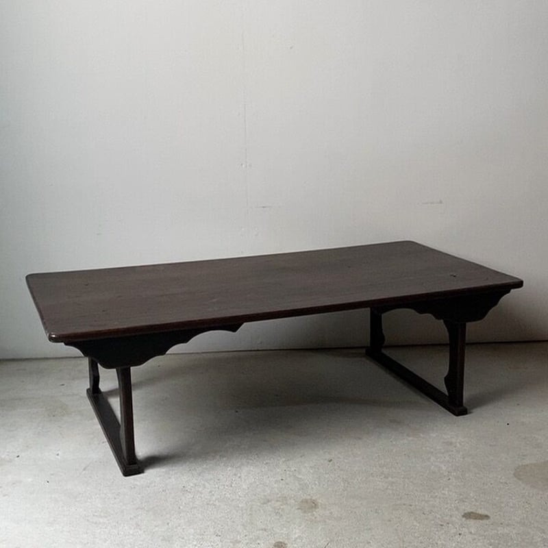 古い二月堂 食堂机 黒漆じゃない木目天板 珍品 希少 座卓 バネ板式