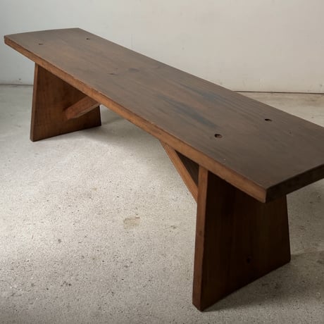 昭和期 木製ベンチ 花台 飾り台 踏み台  黒ヤケ ジャパンヴィンテージ 古道具 古家具 良品