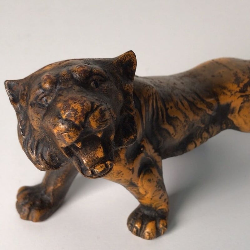 古い虎の像 鉄製 置物 アイアンオブジェ ヴィンテージタイガー 動物 