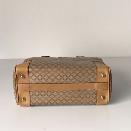 CELINE  セリーヌ   マカダム柄 ブラゾンロゴ  ヴィンテージ ハンドバッグ   ベージュ  中古美品