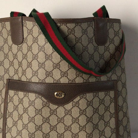 GUCCI オールドグッチ  トートバッグ　シェリーラインハンドル GG柄 コーティングキャンバス 保存袋付き 極美品　ヴィンテージバッグ