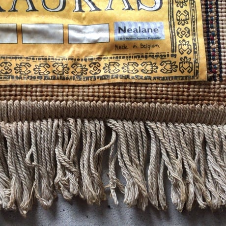 KAUKAS  ヴィンテージ  ラグ  オールドマット ベルギー製 小さめ絨毯  約100cm幅(フリンジ込)  made in belgium