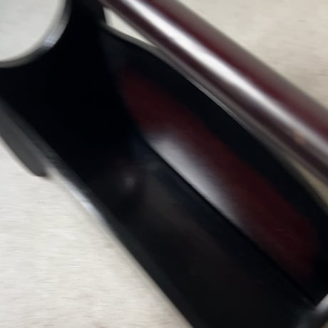 FUJI FURNITURE 富士ファニチア ヴィンテージマガジンラック ワンハンドル波型 グラデーションカラー 木製本立て 木製雑誌入れ 木工家具 70s 古作 良品