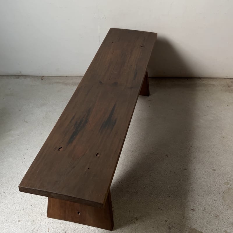 昭和期 木製ベンチ 花台 飾り台 踏み台 黒ヤケ ジャパンヴィンテージ