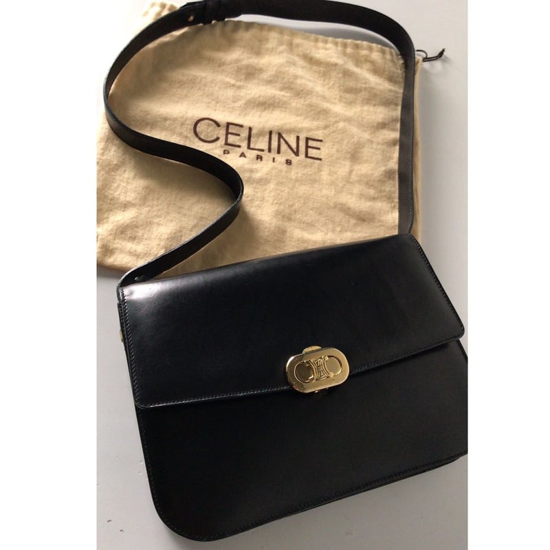 CELINE セリーヌ ゴールド マカダム金具 カーフレザー ショルダー