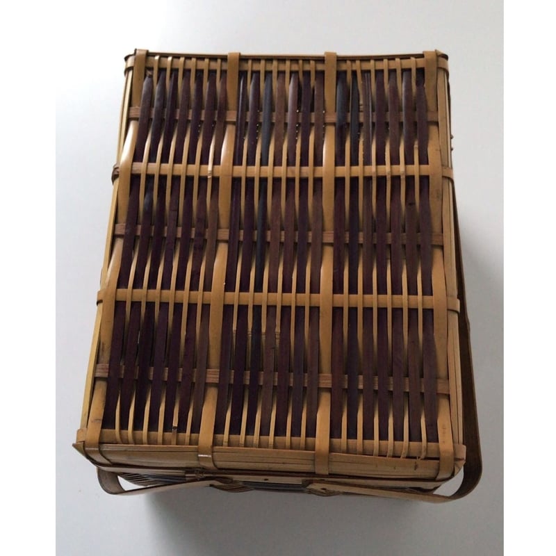 アンティーク竹籠 ランチボックス ピクニック バスケットケース 古道具