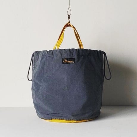 NAPRON  patientsbag  ナプロンのペーシェントバッグ  グレー/イエロー バイカラー好配色 2wayトートバッグ 巾着 鞄 64クロス 中古品