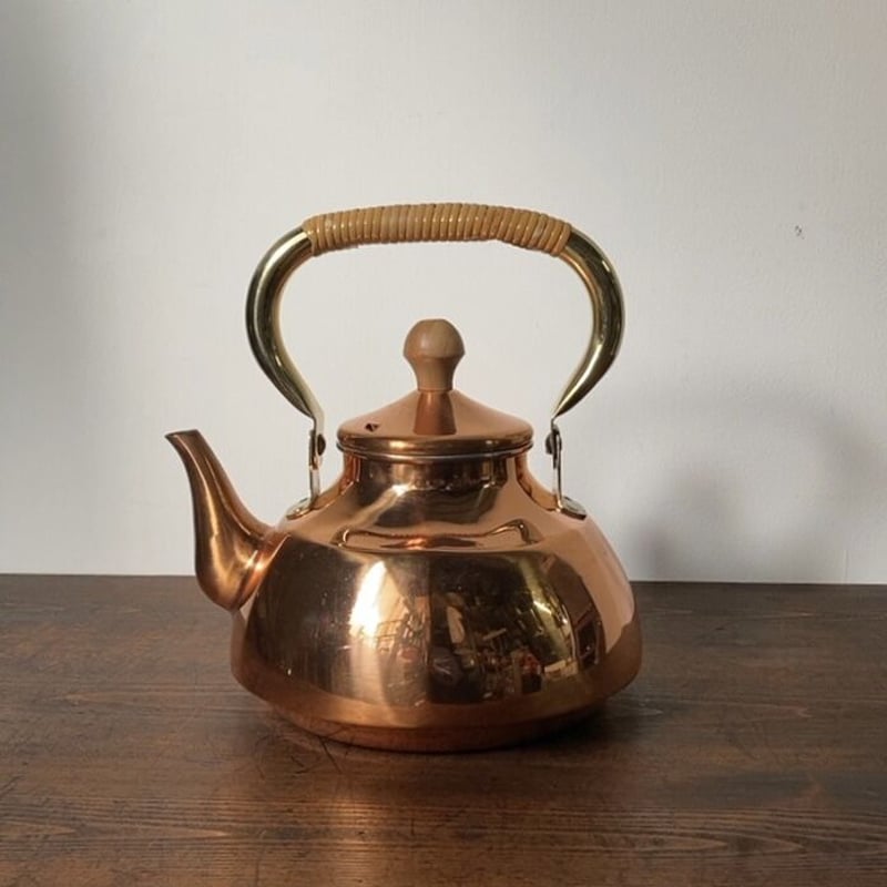 morico モリコ 森井金属製 籐巻き持ち手の銅ケトル 2L 木の摘み