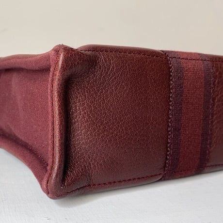 HERMES エルメス フールトゥ PM レザー/キャンバス ボルドー 赤茶 中古美品