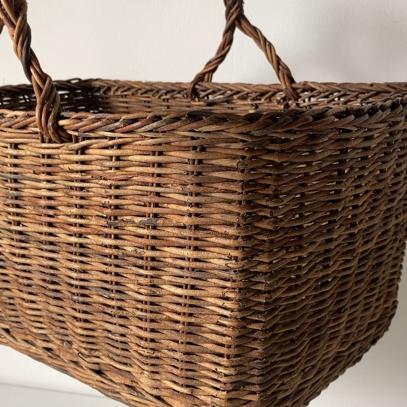 古いアケビの市場籠 made in 青森 日本製 ワンハンドルバスケット