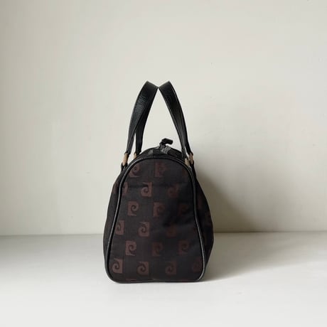 PIERRE CARDIN ピエールカルダン  90sミニボストンバッグ モノグラム ブラック/ダークブラウン ゴールド金具 ヴィンテージ 中古良品