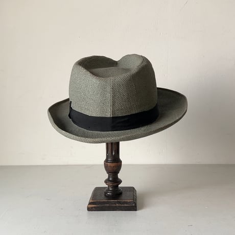 Colombia panamahat ヴィンテージ パナマハット ユニセックス 頭周約55.5cm 水色 ブルーグレー 編み帽子 中折れ帽 麦わら帽子