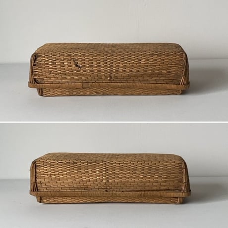 小さく細長い柳行李 32cm  昭和期 弁当行李 台帳行李 道具箱 小物入れ 小さい柳行李