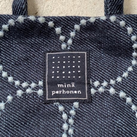 mina perhonen ミナペルホネン tambourine(タンバリン)  toast bag トーストバッグ  2022SS ミニトート  ネイビー/ライトブルー  中古美品