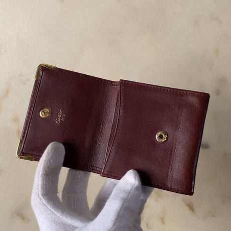 Cartier カルティエ マストライン フラップ型ミニコインケース マスト L3000464 ボルドー レザー 中古 小銭入れ アクセサリーケース