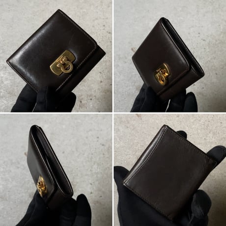 Salvatore Ferragamo サルヴァトーレ フェラガモ  ガンチーニ  レザー コインケース  ダークブラウン/ゴールド金具  中古良品