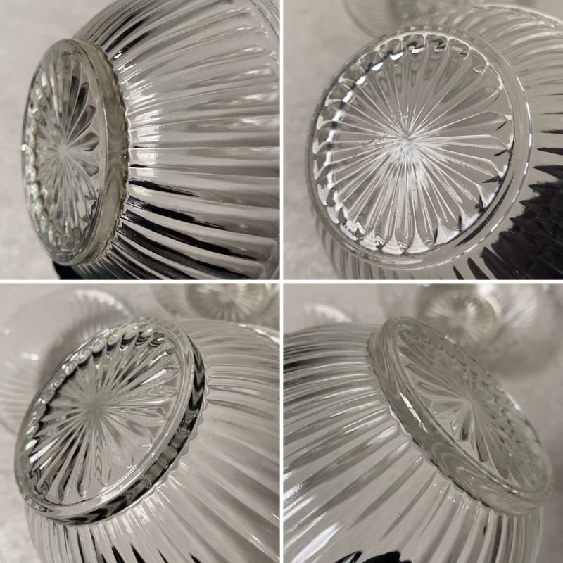 ヴィンテージ ガラス器 昭和初期 菊紋様 深皿 小鉢 古いガラス器