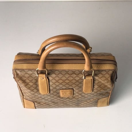 CELINE  セリーヌ   マカダム柄 ブラゾンロゴ  ヴィンテージ ハンドバッグ   ベージュ  中古美品
