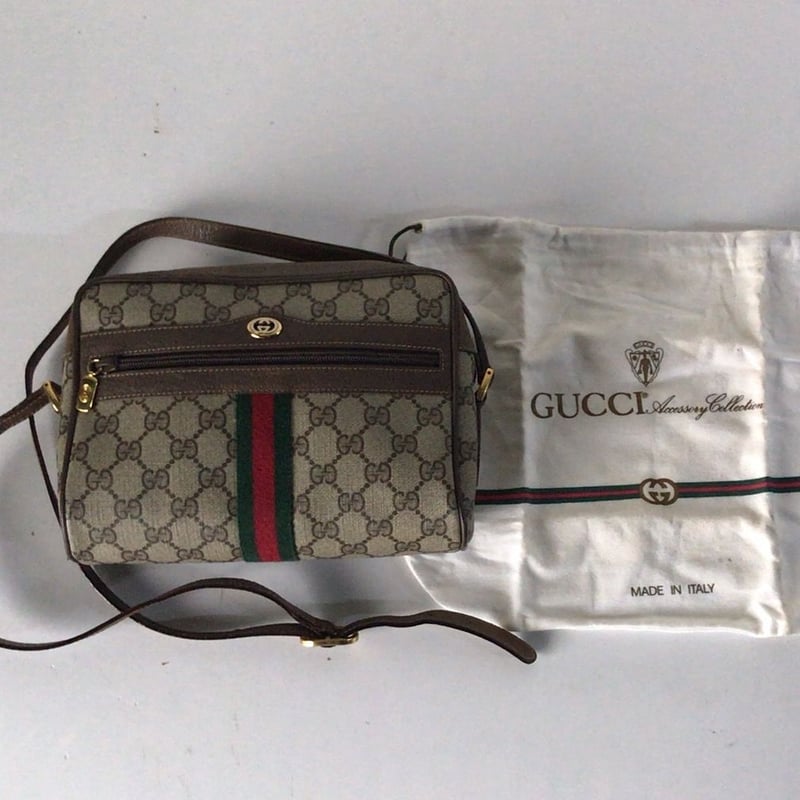 GUCCI オールドグッチ ショルダーバッグ GG柄 コーティングキャンバス ...