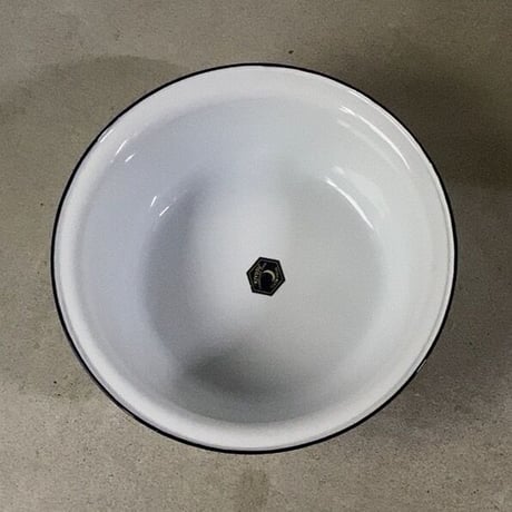 KIYOSU enameled ware キヨス ホーロー 洗面桶 36cm 大きめの洗面器 白/紺 ヴィンテージ デッドストック品 made in japan