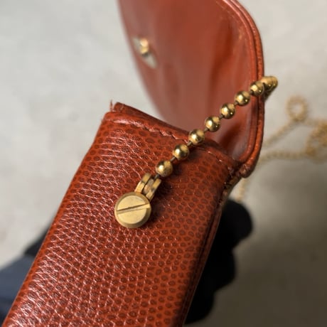 MCM オールドエムシーエム ヴィセトス柄 モノグラム コニャック ボールチェーン ミニミニショルダーバッグ フラップ ポシェット 中古美品