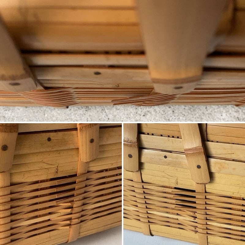 竹編みの豆腐籠 幅約28cm 手提げカゴ 竹かご 茶籠 煎茶道具 ピクニック