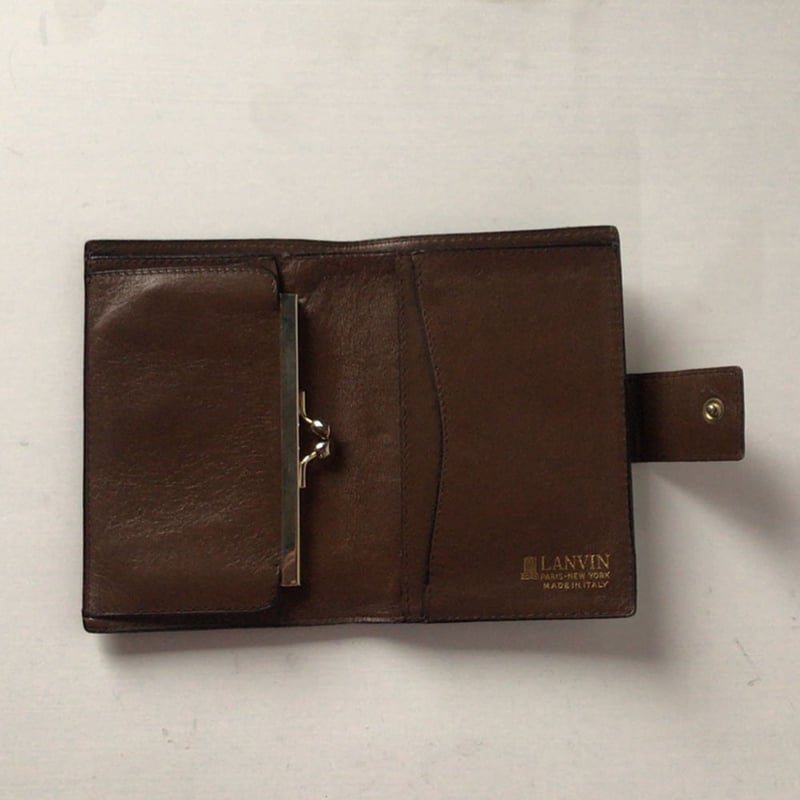 【新品未使用】ランバン ヴィンテージ レザー がま口 二つ折り財布 イタリア製 新品未使用】ランバン ヴィンテージ レザー がま口 二つ折り財布