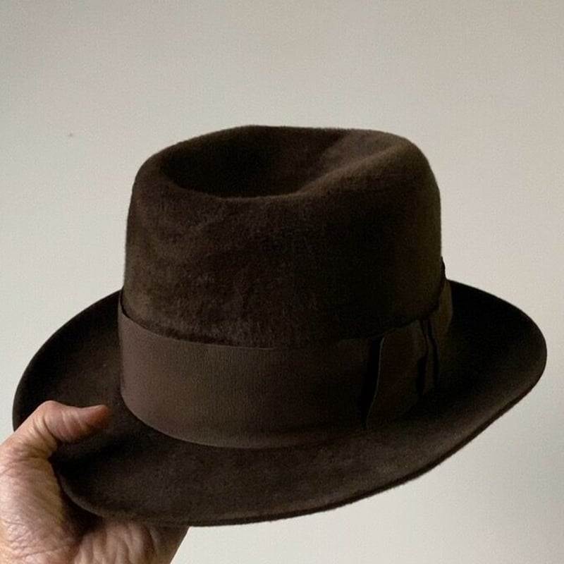Takashimaya 高島屋 ヴィンテージハットダークブラウン 短起毛 ソフト