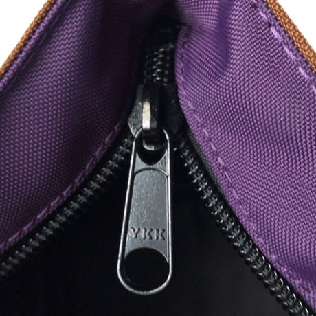 Herve Chapelier エルベシャプリエ 927N ブラウン/パープル  ナイロン舟型ポーチM　コスメ 化粧ポーチ 中古品