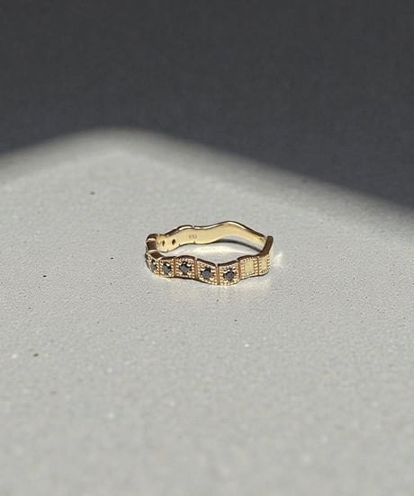 【Utopara】 Wave Ring-Black Diamond