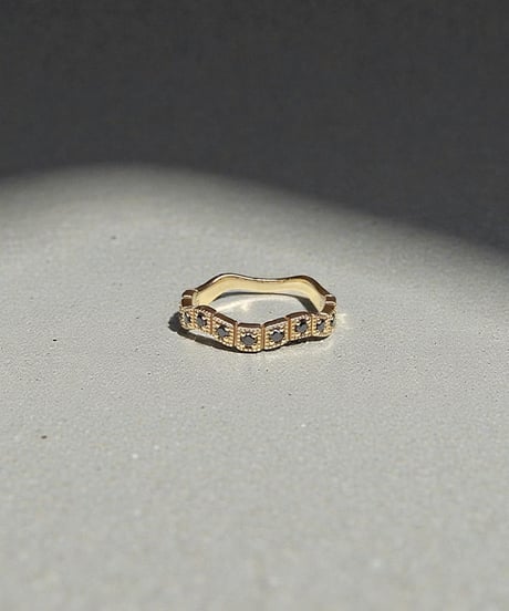 【Utopara】 Wave Ring-Black Diamond