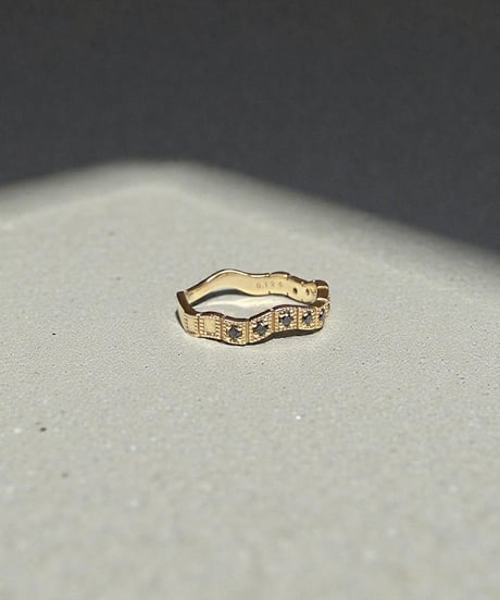 【Utopara】 Wave Ring-Black Diamond