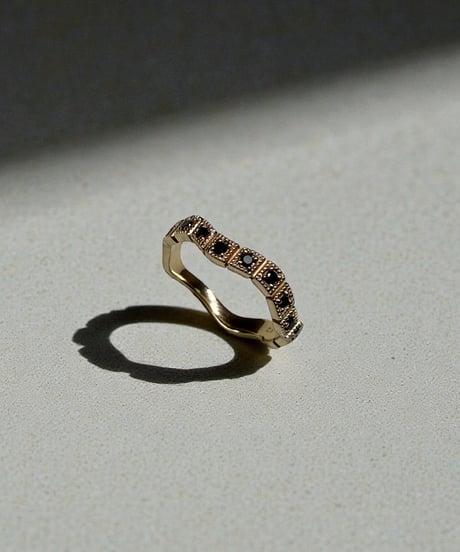 【Utopara】 Wave Ring-Black Diamond