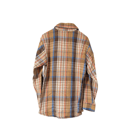 FIVE BROTHER Plaid Flannel Shirt / Brown × Blue × Orange