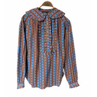 90's Ralph Lauren Patterned Frill Collar Shirt
