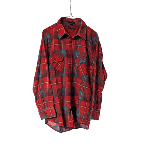 Vintage Van Heusen Flannel Check Shirt / Red Plaid