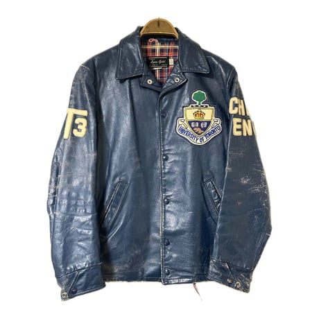 70's "Lyuu-Gold" Leather Varsity Jacket