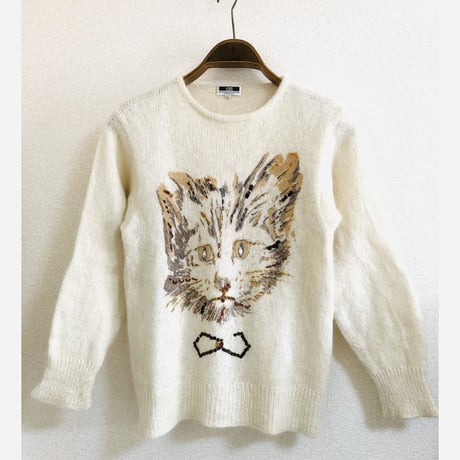”am” Cat Design Mohair Knit