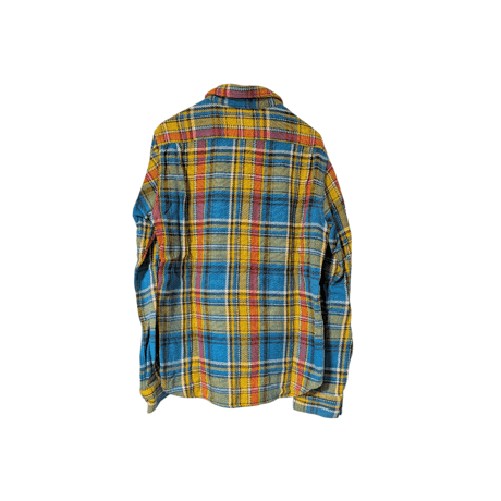 FIVE BROTHER Plaid Flannel Shirt / Blue × Yellow Check