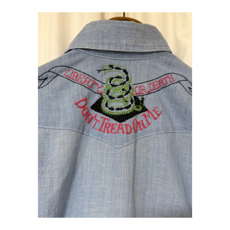 70's "Monzini" Embroidered Chambray Shirt