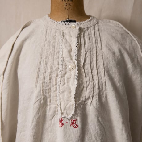 1900's French Heavy Linen Night Shirt Smock