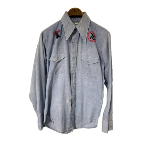 70's "Monzini" Embroidered Chambray Shirt