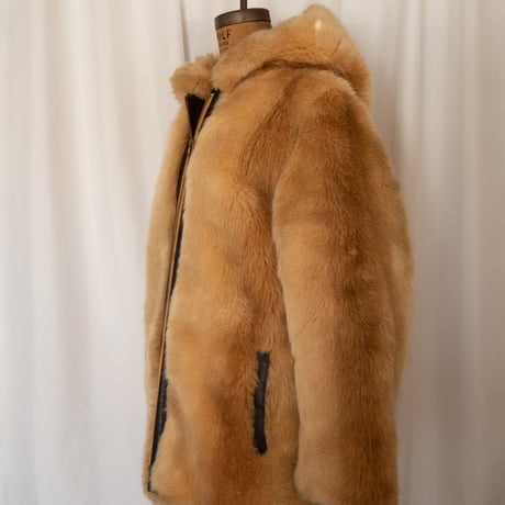 70’s "CENTRAL PARK ZOO NEW YORK"  Fake fur Hooded coat