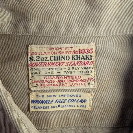 40s〜50s Style Chino Khaki Shirt