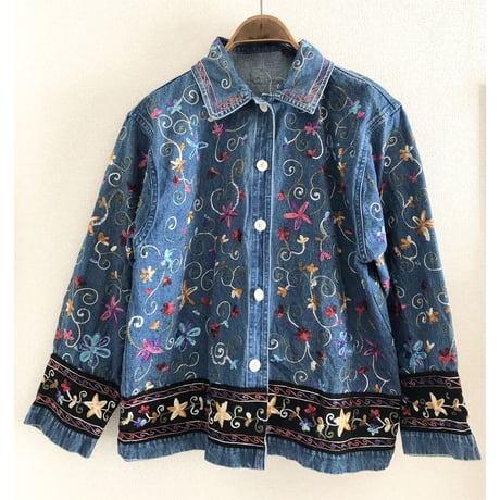 80~90's Embroidery Denim shirt jacket