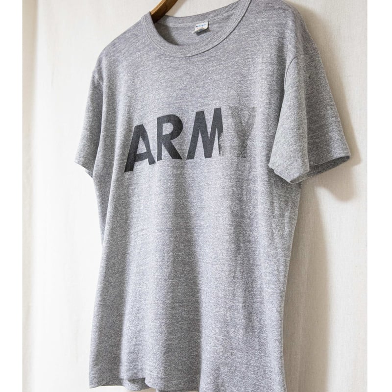 美品80sチャンピオン霜降りトリコタグARMYアーミーM 80s チャンピオントリコタグARMY Tシャツ