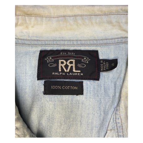 00's "RRL" Chambray Western Shirt