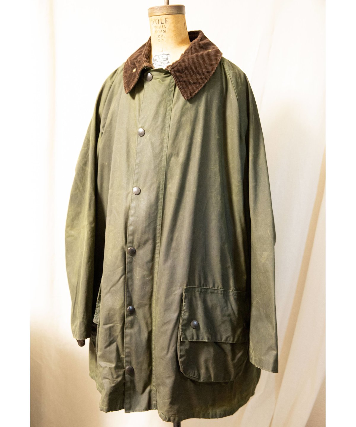 【ビンテージ】Barbour Burghley 80's 2 Warrant VTG 80s Barbour 2 Crown Warrant Border Wax Jacket Size 84cm