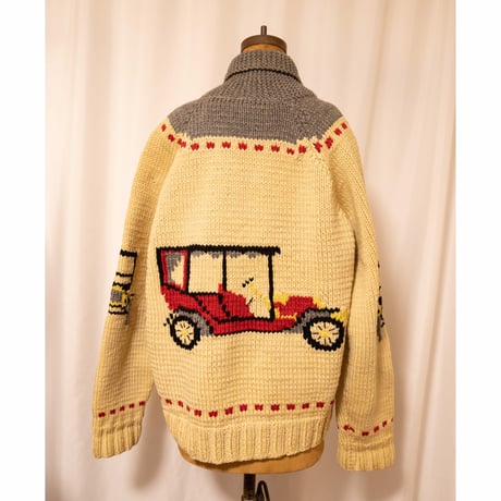 60's "Car Design" Cowichan Knit Cardigan